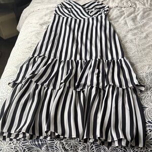 Banana Republic Black and White Striped Maxi Dress